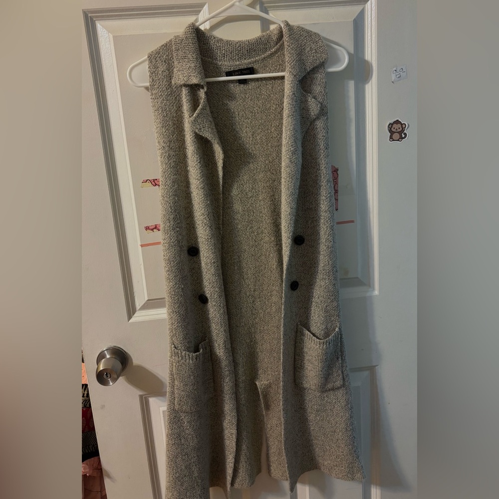 Love Tree Heather Grey Knit Cardigan Vest